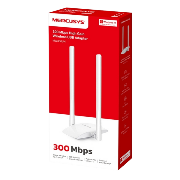 USB2.0 High Gain Wi-Fi N LAN Adapter MERCUSYS "MW300UH", 300Mbps, 2x5dBi, 2x2MIMO 122545 фото