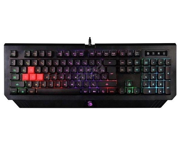 Gaming Keyboard Bloody B120N, Multimedia Hot-Keys, Neon Glare, Game Mode, Water-Resistant, Black,USB 116130 фото