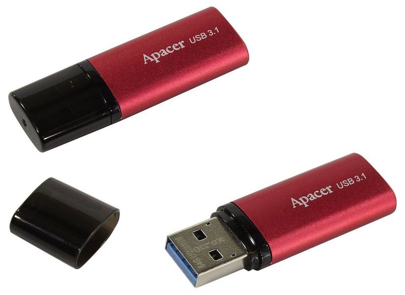 64GB USB3.1 Flash Drive Apacer "AH25B", Red, Matte Metal Shell, Classic Cap (AP64GAH25BR-1) 89405 фото