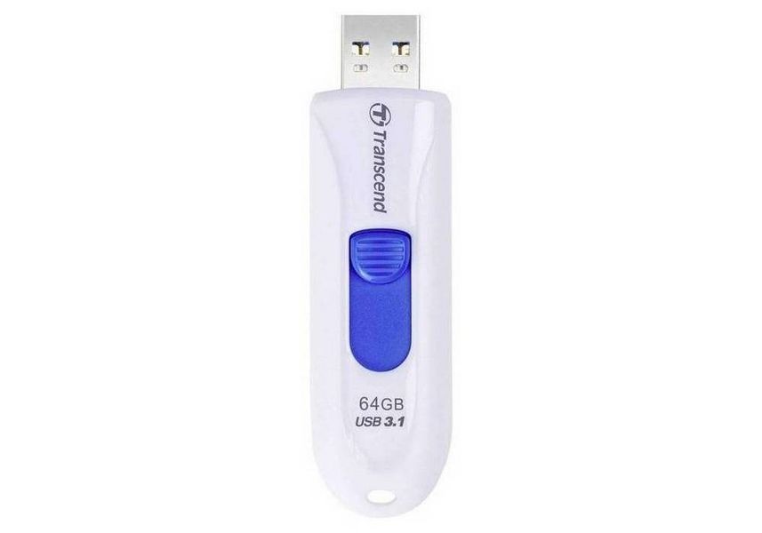 64GB USB3.1 Flash Drive Transcend "JetFlash 790", White, Slider (R/W:90/30MB/s) 67976 фото