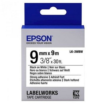 Tape Cartridge EPSON LK3WBW; 9mm/9m Strong Adhesive, Black/White, C53S653007 117858 фото