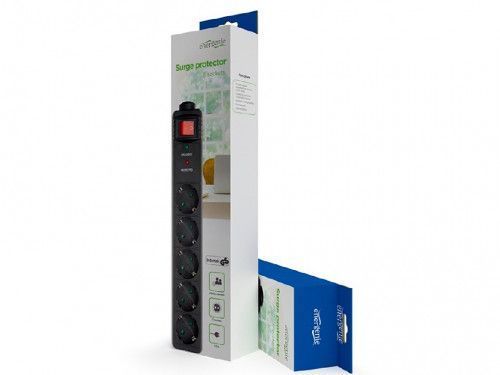 Surge Protector 5 Sockets, 1.5m, Gembird SPG5-C-5, Black 45815 фото