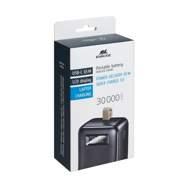 Портативное зарядное устройство Rivacase 30000 mAh PD 65W, VA1083, Black 226697 фото