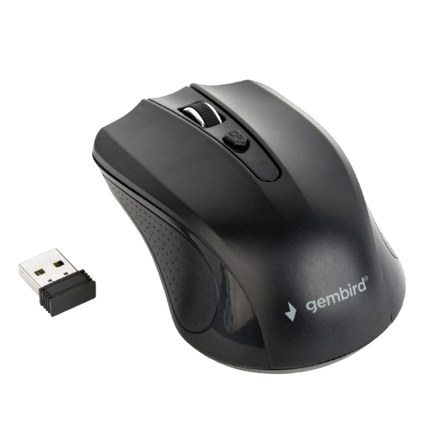 Wireless Mouse Gembird MUSW-4B-04, Optical, 800-1600 dpi, 4 buttons, Ambidextrous, 2xAAA, Black 105375 фото