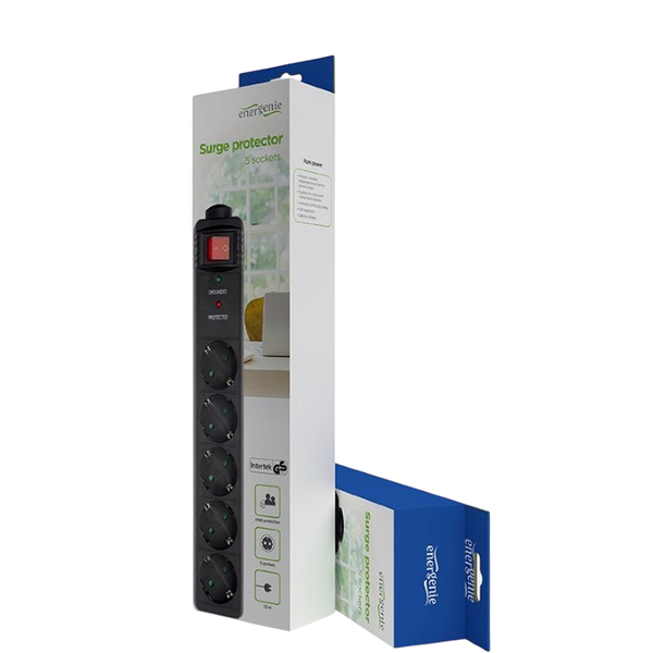 Surge Protector 5 Sockets, 1.5m, Gembird SPG5-C-5, Black 45815 фото