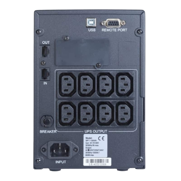 UPS PowerCom SPT-1500, 1500VA/1200W, Smart Line Interactive, Pure Sinewave, LCD, AVR, USB, 2xSchuko 121462 фото