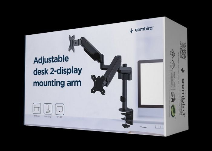 Table/desk 2-display mounting arm Gembird (rotate,tilt,swivel),17&rdquo;-32&rdquo;,up to 9 kg,VESA:75x75,100x100 204490 Imagini