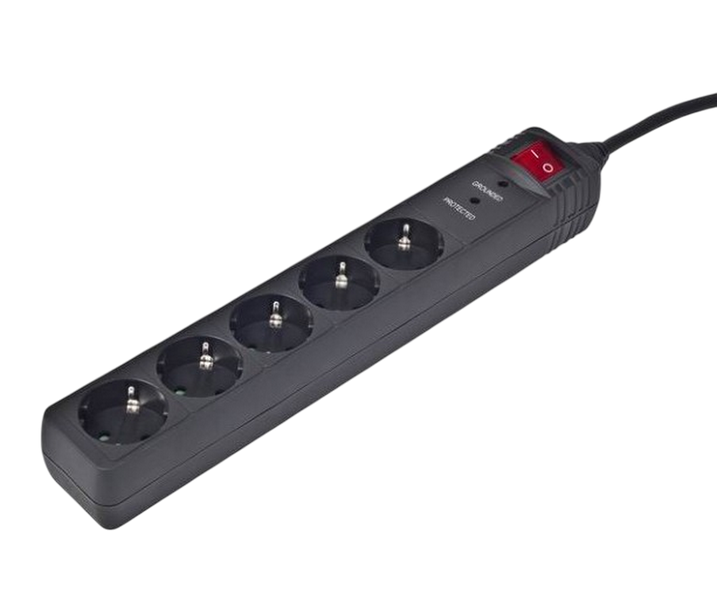 Surge Protector 5 Sockets, 1.5m, Gembird SPG5-C-5, Black 45815 фото