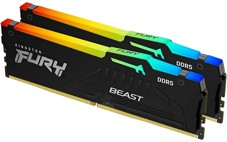 32GB DDR5-5200MHz Kingston FURY Beast RGB (Kit of 2x16GB) (KF552C40BBAK2-32), CL40-40-40, 1.25V,Blk 203800 фото