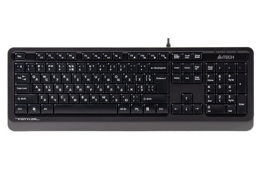 Keyboard A4Tech FK10, Multimedia Hot Keys, Laser Inscribed Keys , Splash Proof, Black/Grey, USB 112648 фото