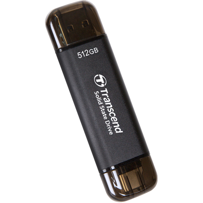 .512TB Transcend Portable SSD ESD310C Black, USB-A/C 3.2 (71.3x20x7.8 mm, 11g, R/W:1050/950 MB/s) 207617 фото