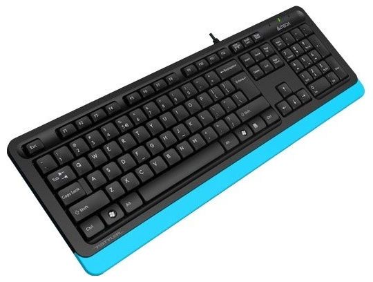 Keyboard A4Tech FK10, Multimedia Hot Keys, Laser Inscribed Keys , Splash Proof, Black/Blue, USB 112650 фото