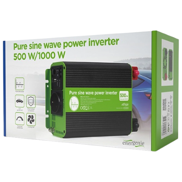 Inverter Energenie car power: Max.500W, 12 V, Input: 10-16 VDC (accumulator directly) 206392 фото
