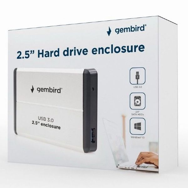 2.5" SATA HDD External Case (USB 3.0), Silver, Gembird "EE2-U3S-2-S" 72980 фото