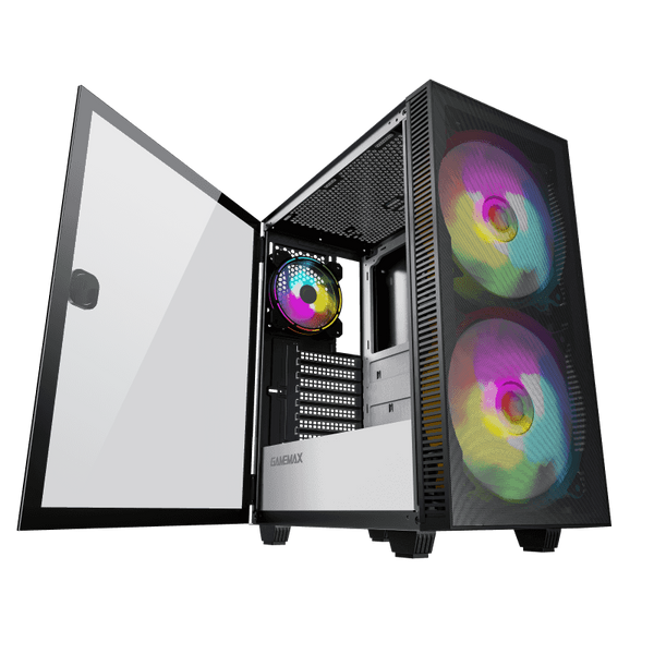 Case ATX GAMEMAX Aero, w/o PSU, 0.5mm, 2x200mm & 1x120mm ARGB Вентиляторs, ARGB+PWM Hub, Front Mesh, TG, DF 128371 фото