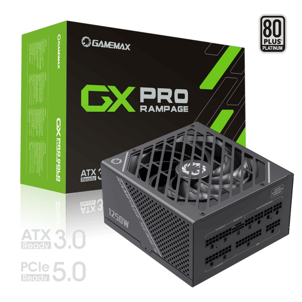 Power Supply ATX 1250W GAMEMAX GX-1250 PRO, 80+ Gold, ATX3.0,PCIe5.0, LLC+DC/DC, Full Modular, Black 207489 фото