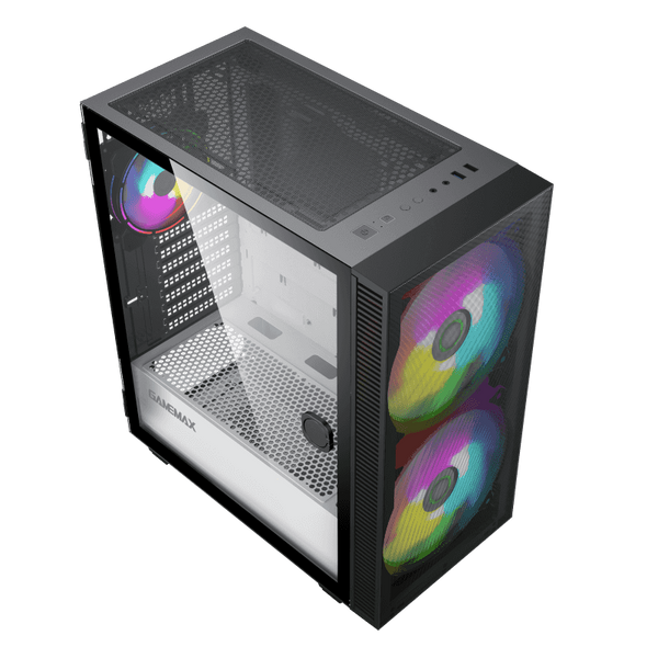 Case ATX GAMEMAX Aero, w/o PSU, 0.5mm, 2x200mm & 1x120mm ARGB Вентиляторs, ARGB+PWM Hub, Front Mesh, TG, DF 128371 фото