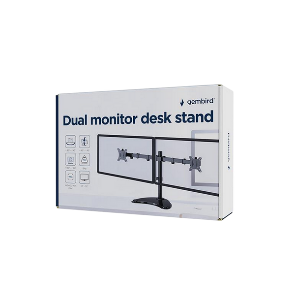 Table/desk stand for 2 monitors Gembird MS-D2ST-02, 13"-32", max.8kg, VESA: 75x75, 100x100 261147 Imagini