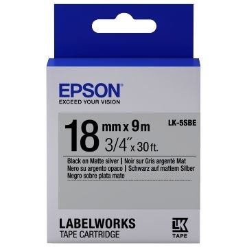 Tape Cartridge EPSON LK-5SBE; 18mm/9m Matte, Black/Silver, C53S655013 85517 фото