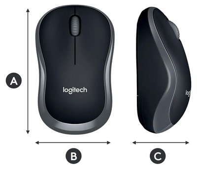 Wireless Mouse Logitech M185, Optical, 1000 dpi, 3 buttons, Ambidextrous, 1xAA, Gray 47921 фото