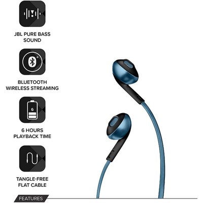 Earphones Bluetooth JBL Tune 205BT, Blue 87553 фото