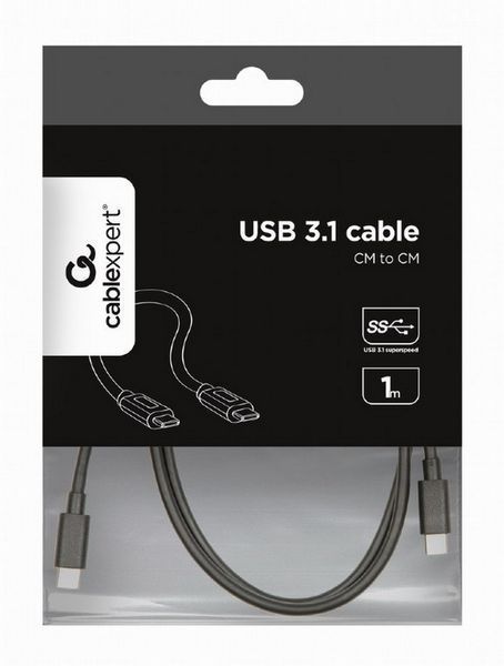 Cable Type-C/Type-C, CM/CM, 1.0 m, USB3.1, Cablexpert, Black, CCP-USB3.1-CMCM-1M 83458 фото