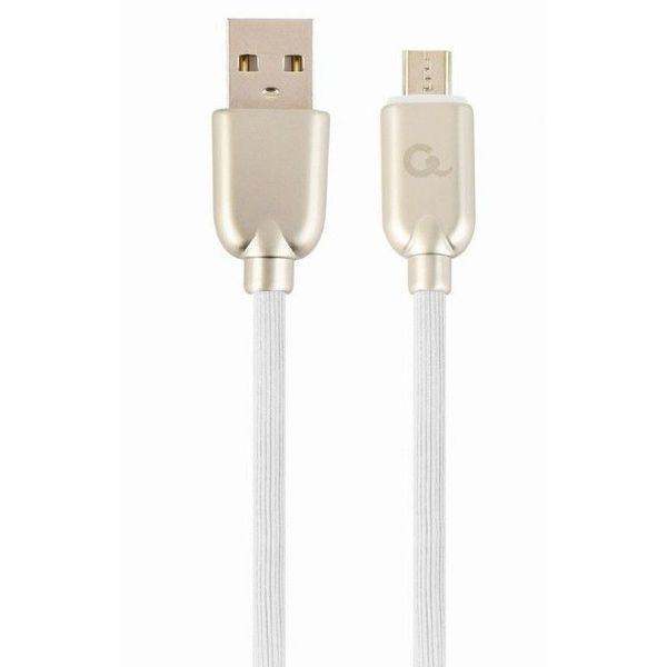 Blister MicroUSB/USB2.0, 2.0 m, Cablexpert Premium Rubber White, CC-USB2R-AMmBM-2M-W 108471 фото
