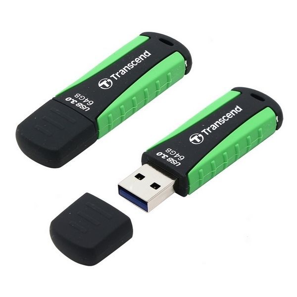 64GB USB3.1 Flash Drive Transcend "JetFlash 810", Black-Green, Rubber Case (R/W:90/30MB/s) 58007 фото