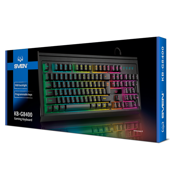Gaming Keyboard SVEN KB-G8400, 12 Fn keys, Macro, RGB, Braided cable, 1.8m, Black, USB 209951 фото