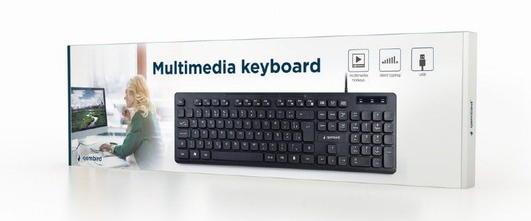 Keyboard Gembird KB-MCH-04, Slimline, Silent, 12 FN keys, Chocolate type, Black, USB 141456 фото