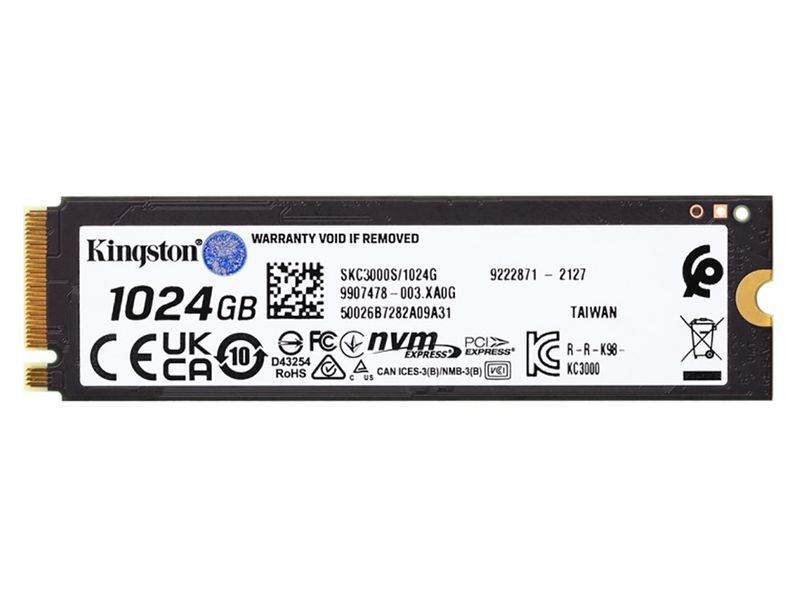 .M.2 NVMe SSD 1.0TB Kingston KC3000 [PCIe 4.0 x4, R/W:7000/6000MB/s, 900/1000K IOPS, 3DTLC] 142569 фото