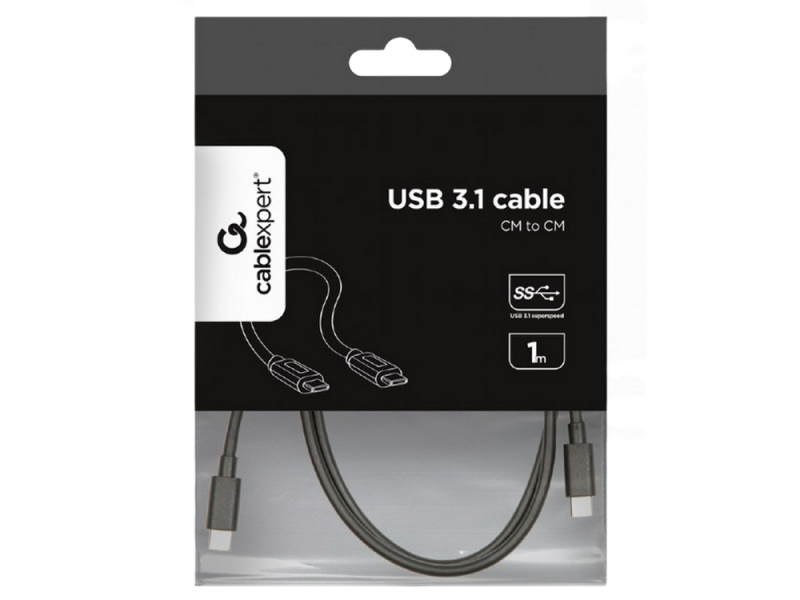 Cable Type-C/Type-C, CM/CM, 1.0 m, USB3.1, Cablexpert, Black, CCP-USB3.1-CMCM-1M 83458 фото
