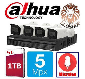 SET DAHUA 5 Megapixeli 4 Camere HDD 1TB IR LED 80M HD-TVI DH-HAC-HFW1500TLP-A ID999MARKET_6594800 фото