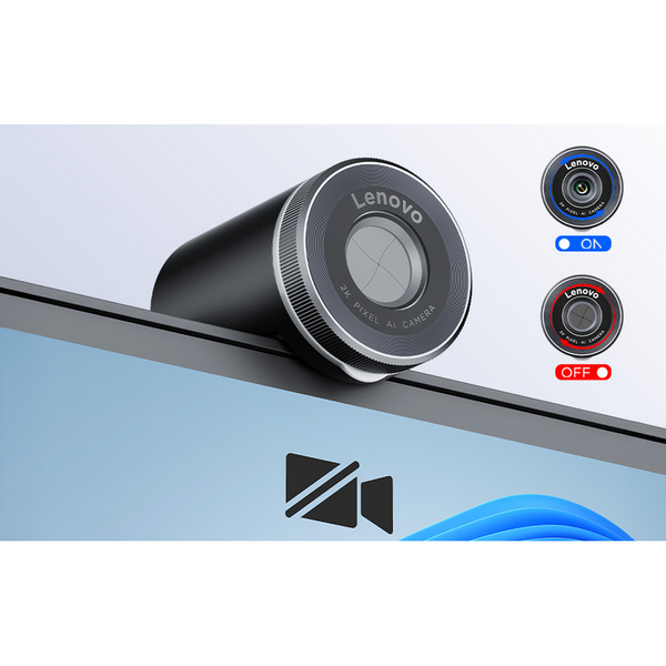 Camera Lenovo QHD, 4MP, FOV 90&deg;/78&deg;65&deg;, Auto focus, Auto framing, Auto light adjustment, Directional mic, Privacy shutter, 95g, USB-C/A, Black 261388 Imagini