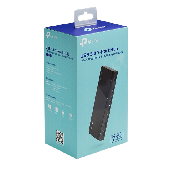 USB 3.0 Hub 7-port TP-LINK "UH700", external power adapter, Black 79802 Imagini