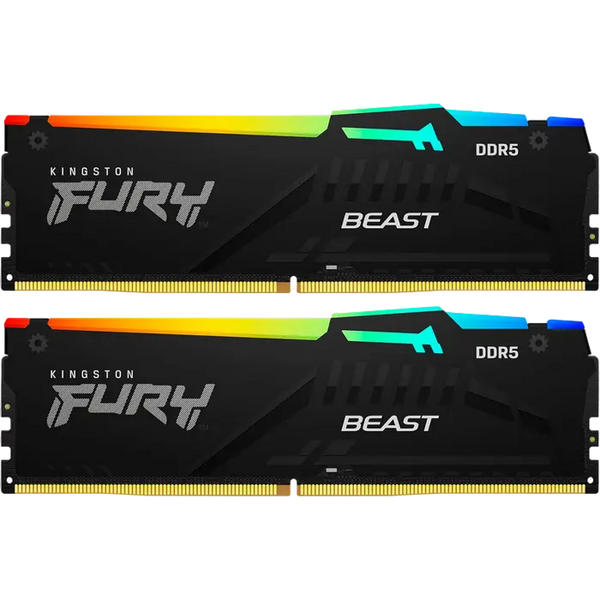 .64GB DDR5-5600MHz Kingston FURY Beast RGB (Kit of 2x32GB) (KF556C36BBE2AK2-64), CL36-38-38, 1Rx8, 1.25V, AMD EXPO 1.1/Intel XMP 3.0, Black 270596 фото