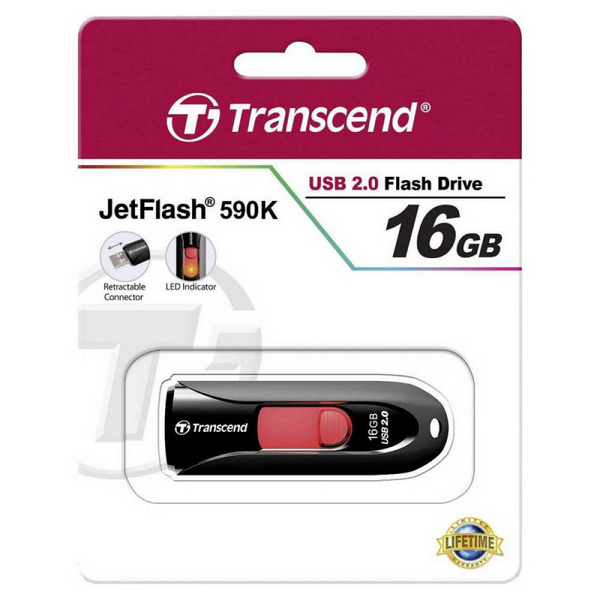 16GB USB2.0 Flash Drive Transcend "JetFlash 590", Black, Slider (R/W:18/6MB/s) 65262 Imagini