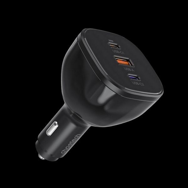 Car Charger Choetech 165W Dual USB-C and Single USB-A, Black 220132 Imagini