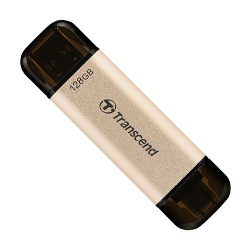 128GB USB3.1/Type-C Flash Drive Transcend "JetFlash 930C", Gold, Classic Cap, OTG (R/W:420/400MB/s) 127071 фото
