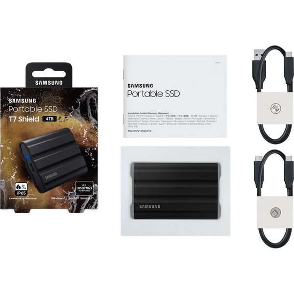 4.0TB Samsung Portable SSD T7 Shield Black, USB-C 3.1 (88x59x13mm, 98g,R/W:1050/1000MB/s, IP65) 201327 фото