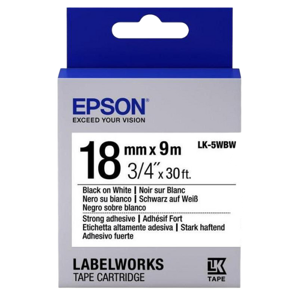 Tape Cartridge EPSON LK5WBW; 18mm/9m Strong Adhesive, Black/White, C53S655012 117872 фото