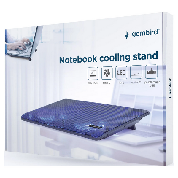 Notebook Cooling Pad Gembird NBS-2F15-05, up to 15.6'', 2x125mm LED Вентиляторs, USB, Adjustable angle 141458 фото