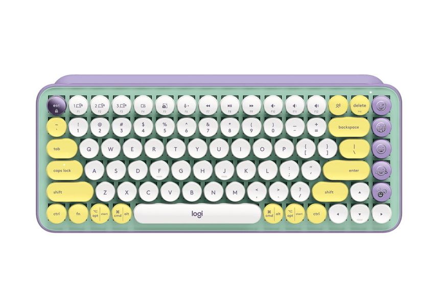 Wireless Keyboard Logitech POP Keys, Mechanical, Compact design, Emoji Keys, 2xAAA, BT/2.4, Mint 140059 фото