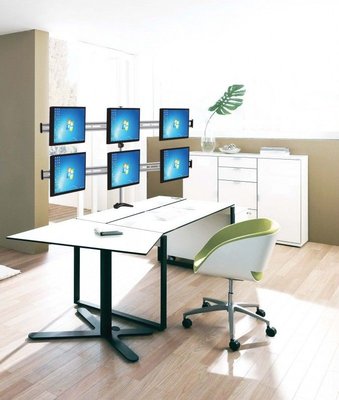 Table/desk stand for 6 monitors Reflecta PLANO Desk 23-1010S, 13"-23 ", 75x75, 100x100, 8kg/bracket. 111345 фото