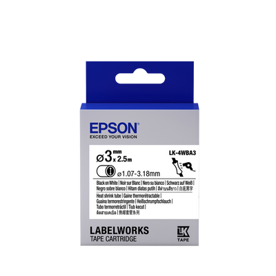 Tape Cartridge EPSON LK4WBA3 Heat Shrink: d3mm/2,5m, Black/White, C53S654903 211605 фото