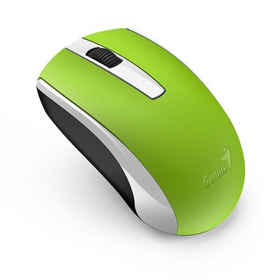 Wireless Mouse Genius ECO-8100, Optical, 800-1600 dpi, 3 buttons, Ambidextrous, Rechar., Green 89357 фото