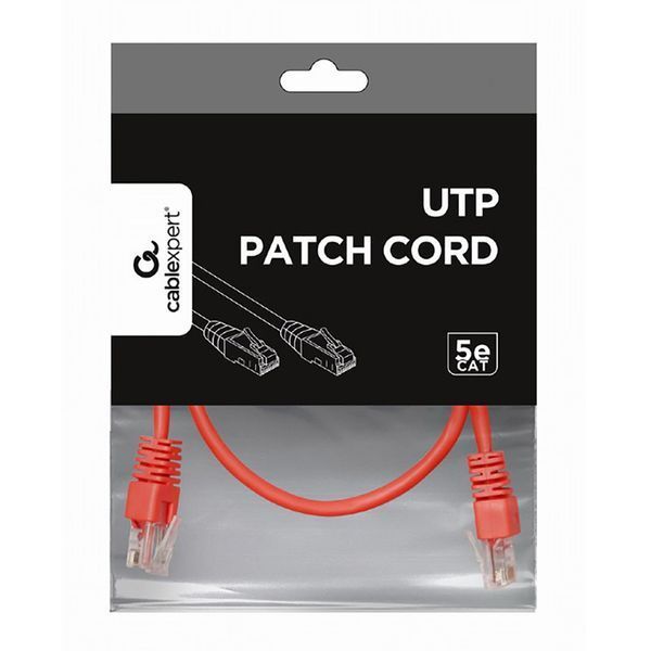 0.5m, Patch Cord Red, PP12-0.5M/R, Cat.5E, Cablexpert, molded strain relief 50u" plugs 25367 фото