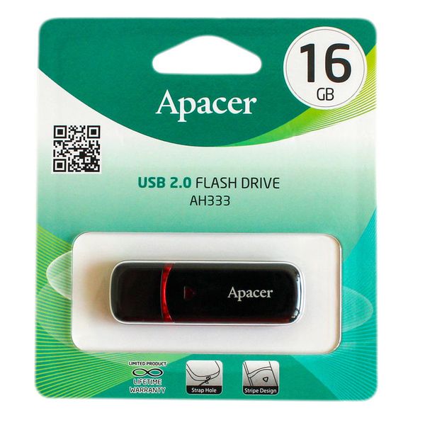 16GB USB2.0 Flash Drive Apacer "AH333", Black, Classic Cap (AP16GAH333B-1) 88104 фото