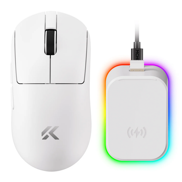 Gaming Wireless Mouse MCHOSE A7 V2 Pro Plus, Lightweight, White 260797 Imagini