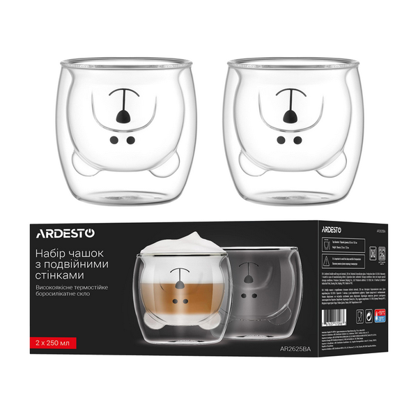 Glass cups Ardesto 250ml 2pcs, AR2625BA 272281 фото